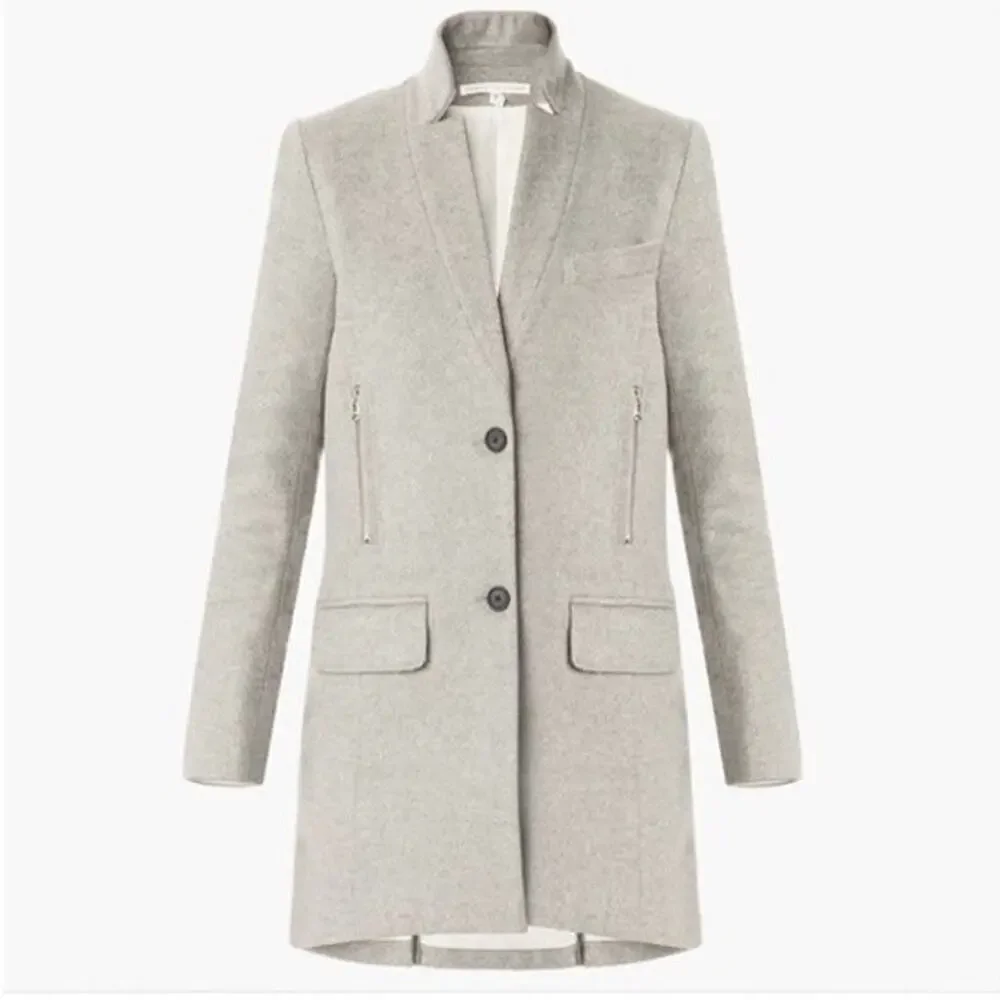 Veronica Beard Light Gray Car Coat Melange Wool Cashmere Size 0